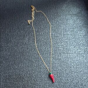 Gold Necklace with Red chili pepper pendant Kate spade